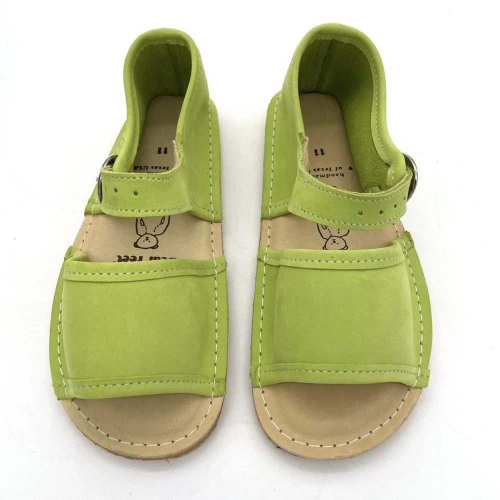Bear Feet SAN PLM Lime Green Kids Leather Buckle Sandal Shoes Size 11 DSWB
